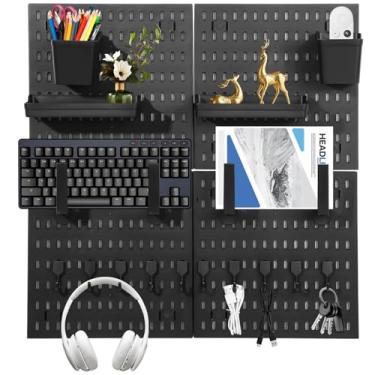 Imagem de LUMINFLY Conjunto de armazenamento de quadro de parede, 4 peças com 4 bandejas e 14 ganchos, organizador multiuso para quarto, escritório, sala de jogos