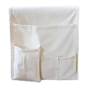 Imagem de AFXGUSD Organizador de apoio de braço de sofá em lona, ​​fácil de instalar, suporte de armazenamento para cabeceira, bolsa organizadora para livros, sofá e