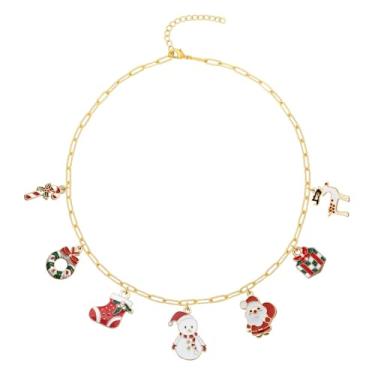 Imagem de ternotito Colar com pingente de Natal e pingente banhado a ouro 14K, Aço inoxidável, Liga metálica.