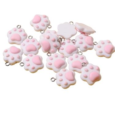 Imagem de ARTISAMILY 20 peças de brincos pendentes com estampa de pata de cachorro rosa chaveiro pulseira colar pingentes adorável enfeite decoração pingentes de resina 20 x 15 mm para fazer joias, artesanato