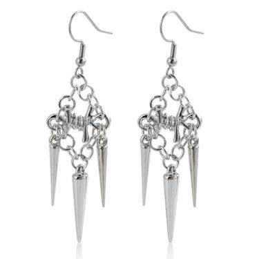 Imagem de Brincos góticos com pingente de ponta, punk, com contas, círculo, gancho, para mulheres, gótico, y2k, hip hop, brinco, festa de rock, acessórios de bijuteria, Large, Liga de aço, Sem pedra preciosa