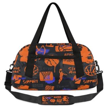 Imagem de Bolsa de viagem de academia para meninos – Bolsa infantil de fim de semana com bolso frontal com zíper para prática escolar, bolsas de mão para adolescentes, Basquete, Esportivo