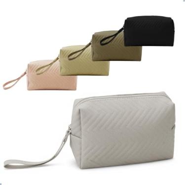 Imagem de Necessaire de Viagem Feminina com Alça Lateral em PVC, Bolsa de Cosméticos Portátil (CINZA)