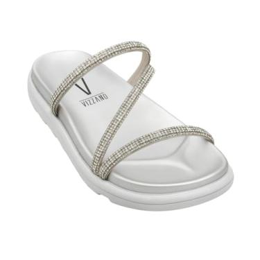 Imagem de Sandália Papete Vizzano Feminina Tratorada Strass 6459.318 - Branco (Prata, BR, Adulto, Numérico, 36)