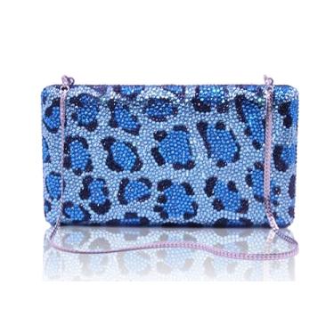 Imagem de Bestenda Bolsa de mão Leaprod de cristal para mulheres, formal, exclusiva, para casamento, animal, strass, festa noturna, Água-marinha, Large