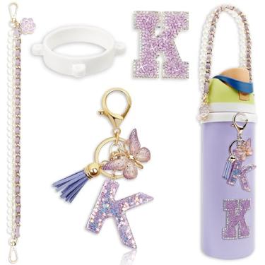 Imagem de Acessórios de letras para garrafas de água Owala – 680 g 947 g 1,134 g, com lindo pingente inicial e alça de alça, compatível com Free Sip, copo de café, Owala Kids, Sway, Stanley Cup Accessories