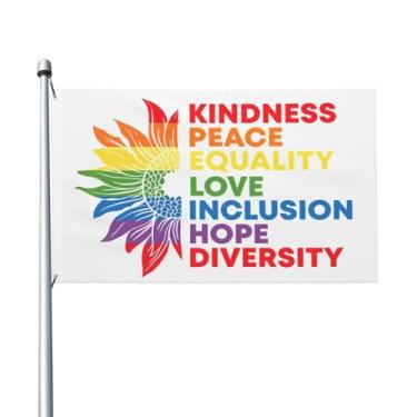 Imagem de KOSUES Orgulho LGBT Arco-íris Gay Girassol Bondade Bandeira da Paz 9,5 x 1,5 m Faixa Dupla Face Pendurada na Parede Bandeiras de Jardim Vertical Bandeira de Festa Quintal Externa Bandeira com Ilhós de