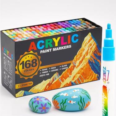 Imagem de Guangna Marcadores de tinta acrílica, caneta de tinta acrílica, à prova d'água e de alta saturação, ideal para madeira, metal, plástico, tela, tecido, vidro, cerâmica, materiais de arte DIY para