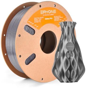 Imagem de ERYONE Filamento PLA com glitter para impressora 3D, precisão dimensional de 1,75 mm +/- 0,03 mm +/-0,03 mm, 1 kg (1 kg)/carretel, prata brilhante