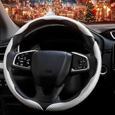 Imagem de Capa de volante antiderrapante de fibra de carbono de 3 peças, capa de volante de borboleta, protetor de volante segmentado, ajuste universal 99% do volante do carro, acessórios para interior do carro