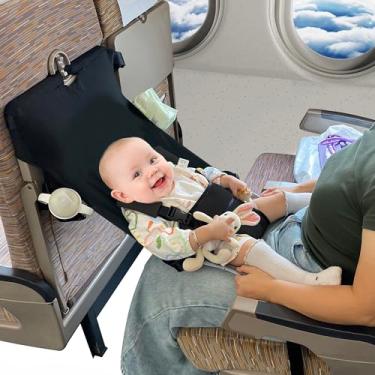 Imagem de Cama de avião para bebê, itens essenciais de viagem para voar, extensor de descanso de pé portátil para assento de avião essencial para bebês menores de 8 meses (preto)