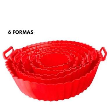 Imagem de Formas Air Fryer Silicone Reutilizável Lavável Kit 6 Limpeza