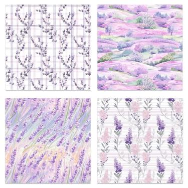 Imagem de Guardanapo de papel lavanda, 40 peças de guardanapos de flores descartáveis almoço, suprimentos de festa de lavanda decorações de aniversário, guardanapos de papel de jantar de festa floral para