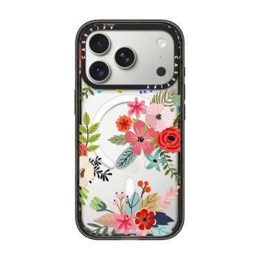 Imagem de CASETiFY Capa Impact para iPhone 17 Pro [fina/compatível com Magsafe/2,5 m. Proteção contra quedas de grau militar 4X] - Colagem floral - Preto transparente