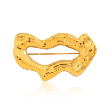 Imagem de QLYOVWE Broche de caracol espiral para mulheres e homens, banhado a ouro, grosso, minimalista, alfinetes, suéter, lenço, roupas, acessórios, joias de festa de casamento, Standard, Metal, Sem Pedra