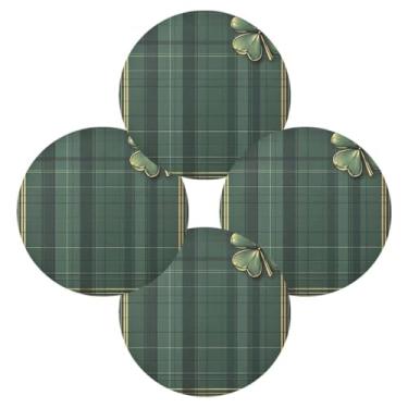 Imagem de ATTX Jogo americano xadrez verde para mesa de jantar, jogo americano de decoração do dia de São Patrício, jogo americano para mesa de cozinha para 4#263