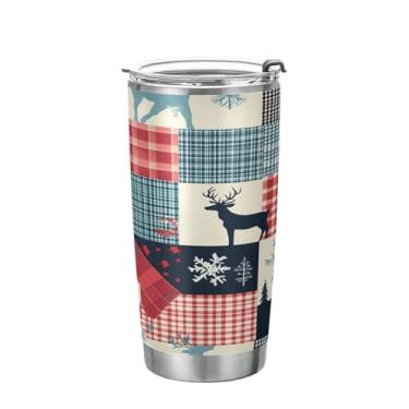 Imagem de GUIJI Árvore de Natal e flocos de neve 590 ml copo de aço inoxidável com tampa e canudo, caneca de viagem de parede dupla isolada a vácuo copo de café para bebidas quentes e frias