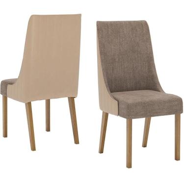 Imagem de Kit 2 Cadeiras Estofadas Ivy Corano Bege Suede Cacao Henn Corano Bege Suede Cacao
