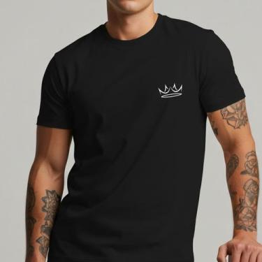 Imagem de Camiseta Masculina Coroa Minimalista Streetwear Casual Estilosa 100% A