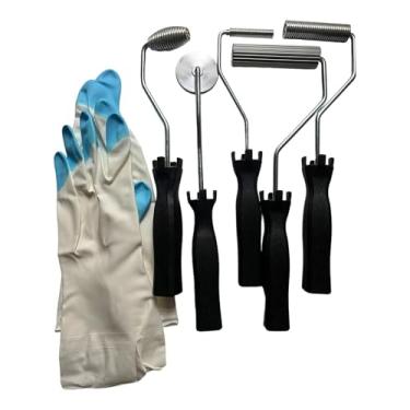 Imagem de Generic Kit de reparo profissional e eficiente com 5 ferramentas de rolo para fibra de vidro, cabo ergonômico reforçado, acessórios para projetos de barcos e