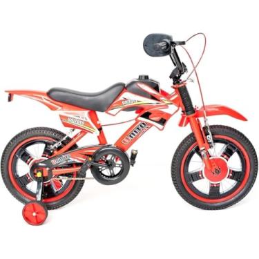 Imagem de Bicicleta Infantil Estilo Moto Cross V-break Aro 14 Vermelha Crianças De 3 À 6 anos