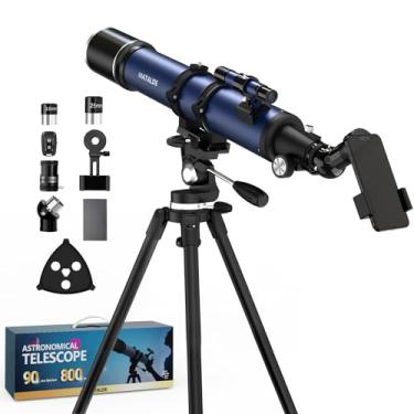 Imagem de 90mm Aperture Telescope 800mm Focal Length Refractor for Beginners & Adult, Professional Astronomy Telescope with 32X-240X Magnification, 3X Barlow Lens & Phone Adapter