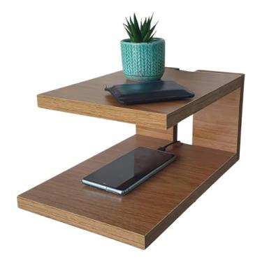 Imagem de Kit Com 2 Prateleira Criado Mudo Mesa Cabeceira Cama Suspenso Lateral Quarto MDF De Qualidade 32x20x15x1,5 CM Le Shemen