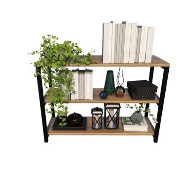 Imagem de Sapateira de Chão Industrial com 3 Prateleiras, Madeira e Metal Preto, Organizador para Hall de Entrada