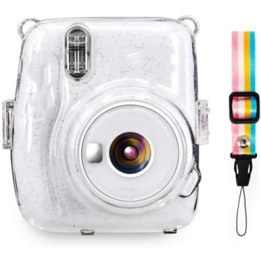 Imagem de VBESTLIFE Capa Protetora de Câmera Transparente Com Alça Ajustável para Câmera Instantânea Mini 11 Interior Macio Anti Arranhões Fácil de Carregar e Remover Capa de para Mini 11, de Glitter Rosa,