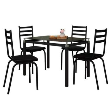 Imagem de Jogo de Mesa de Cozinha Malva Preto 107 X 70 cm  Com 4 Cadeiras 118 As