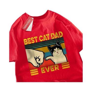 Imagem de Camiseta Oversized De Algodão Melhor Pai De Gato De Todos Tops Punch P