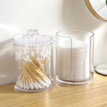 Imagem de Porta Cotonete e Algodão Acrílico Transparente – Organizador de Banheiro com Tampa – Dispenser Duplo para Hastes Flexíveis, Algodão e Maquiagem – Elegante, Resistente e Fácil de Limpar