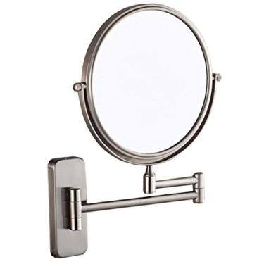 Imagem de LMJYU Espelho de maquiagem, espelho de banheiro dobrável dupla face ampliação 10x espelho cosmético de forma redonda