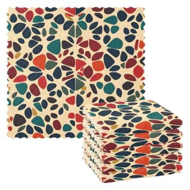 Imagem de WELLDAY Toalhas de prato, seixos vintage de algodão toalhas de cozinha conjunto de 6 - panos de prato de cozinha macios absorventes 28 x 28 centímetros