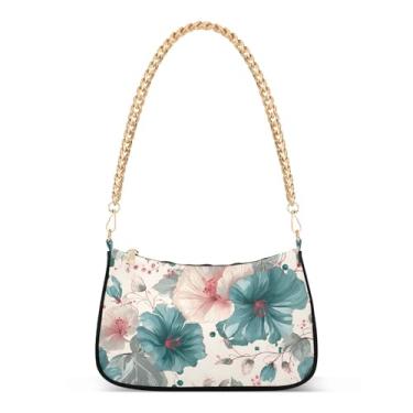 Imagem de CEBUGI Bolsas transversais femininas bolsa de ombro floral bolsa clutch elegante com alça de corrente