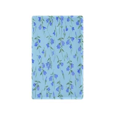 Imagem de Wassud Placa de cobertura decorativa para interruptores de luz com flores de sino azul, placa de parede para tomadas elétricas em branco 11 x 6 cm