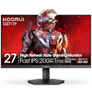 Imagem de Monitor para jogos KOORUI de 27 polegadas, 200 Hz, FHD (1920 x 1080), HDR400, resposta de 1 ms, 90% DCI-P3, Adaptive-Sync, HDMI 2.0, DP 1.4, montagem VESA, inclinação ajustável, G2711X
