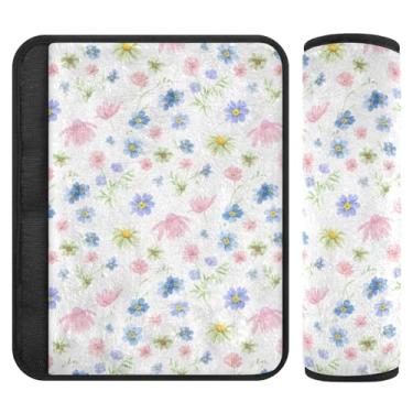 Imagem de Burbuja Capa para cinto de segurança de carro Wildflowers Protetor de cinto de segurança macio confortável para alça de ombro de assento, 1 par médio