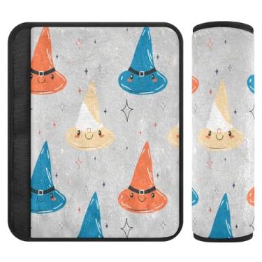 Imagem de Burbuja Chapéus de bruxa de desenho animado capa de cinto de segurança de carro macio conforto protetor de cinto de segurança para alça de ombro de assento, 1 par médio