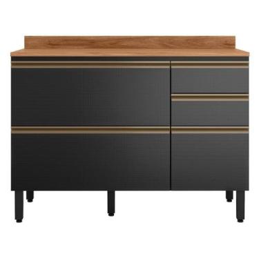 Imagem de Balcão Mdf 1 Porta Basculante 4 Gavetas para Pia 120cm com Tampo Proen