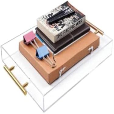 Imagem de Bandeja com alcas, organizacao e servir, material acrilico, utilidade para refeicoes, e duravel, grande