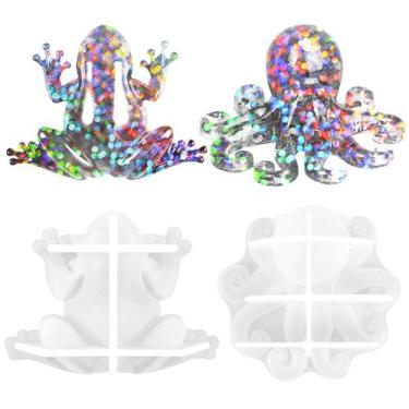 Imagem de Moldes de silicone, pacote com 2 unidades, sapo e polvo para fundição 