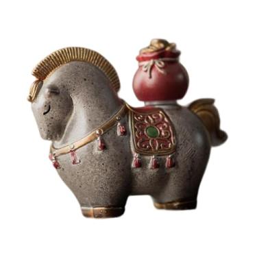 Imagem de BLWOTMOR Estátua de Cavalo Ornamental em Resina, Escultura Animal, Figura Decorativa Criativa, Ideal para Entrada, Lareira, Escritório E Casa, B, Tamanho real