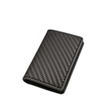 Imagem de Carteira multifuncional fina, porta-cartões compacto e organizador de dinheiro, Preto, Retrô
