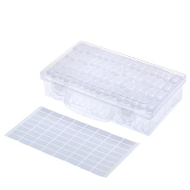 Imagem de Caixa de Armazenamento Diamantes em Plástico Transparente com Alça Pacote 64 Container para Brodado Bijuterias Contas Ar