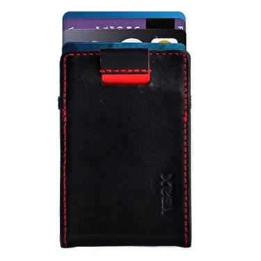 Imagem de Carteira masculina fina minimalista – porta-cartões de crédito com bolso frontal RFID para homens e mulheres, Black Leather, One Size