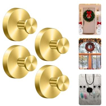 Imagem de Herda Ganchos de ventosa para chuveiro, ganchos de toalha removíveis para parede de porta de vidro da janela do banheiro, gancho de guirlanda de roupão de banho para pendurar - pacote com 4, dourado