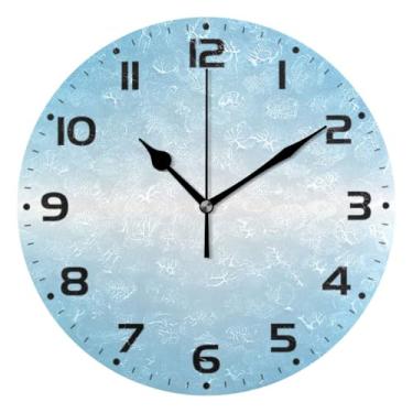 Imagem de JUZIHAI Relógio de parede azul claro gradiente silencioso, sem tique-taque, relógios de parede redondos, operados por bateria, fácil de ler, relógio decorativo de parede para casa, cozinha, sala de