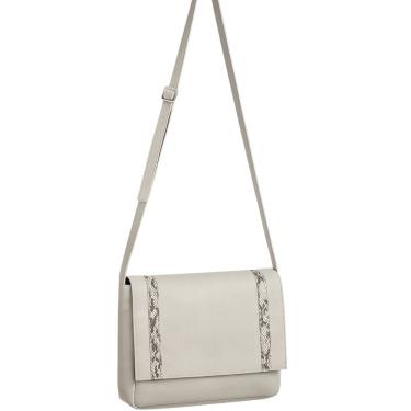 Imagem de Bolsa Carteiro De Couro Animal Print Cor Off White