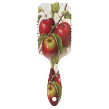 Imagem de Qilmy Escova de cabelo desembaraçadora de maçãs com cerdas macias, escova de cabelo desembaraçadora antiestática para mulheres e homens, escova de massagem para couro cabeludo para todos os tipos de